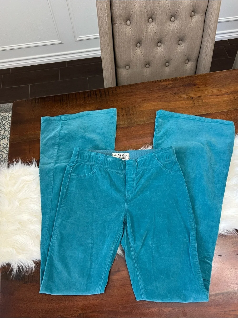 Free People We The Free Shiny Sea Corduroy Bell Bottom Flare Pants 26